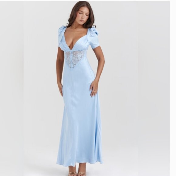 House of CB Rafaela Lace Maxi Dress - Baby blue - Picture 1 of 5